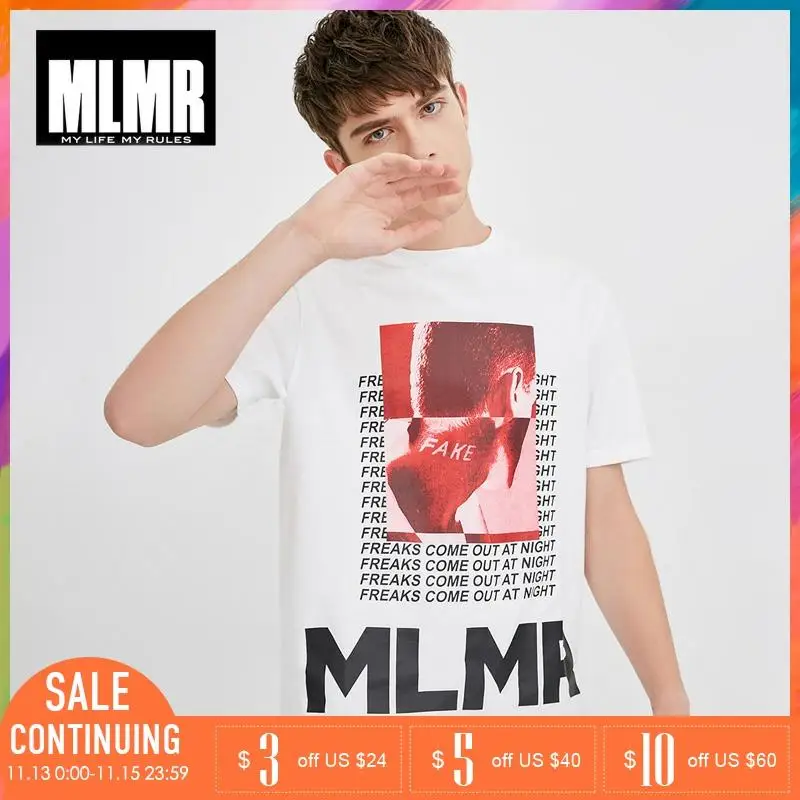 MLMR летние мужские футболки топ 100% хлопок круглый вырез с буквенным принтом