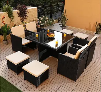 

Outdoor table and chair combination villa courtyard leisure tea table rattan chair balcony garden open-air iron table and chairs