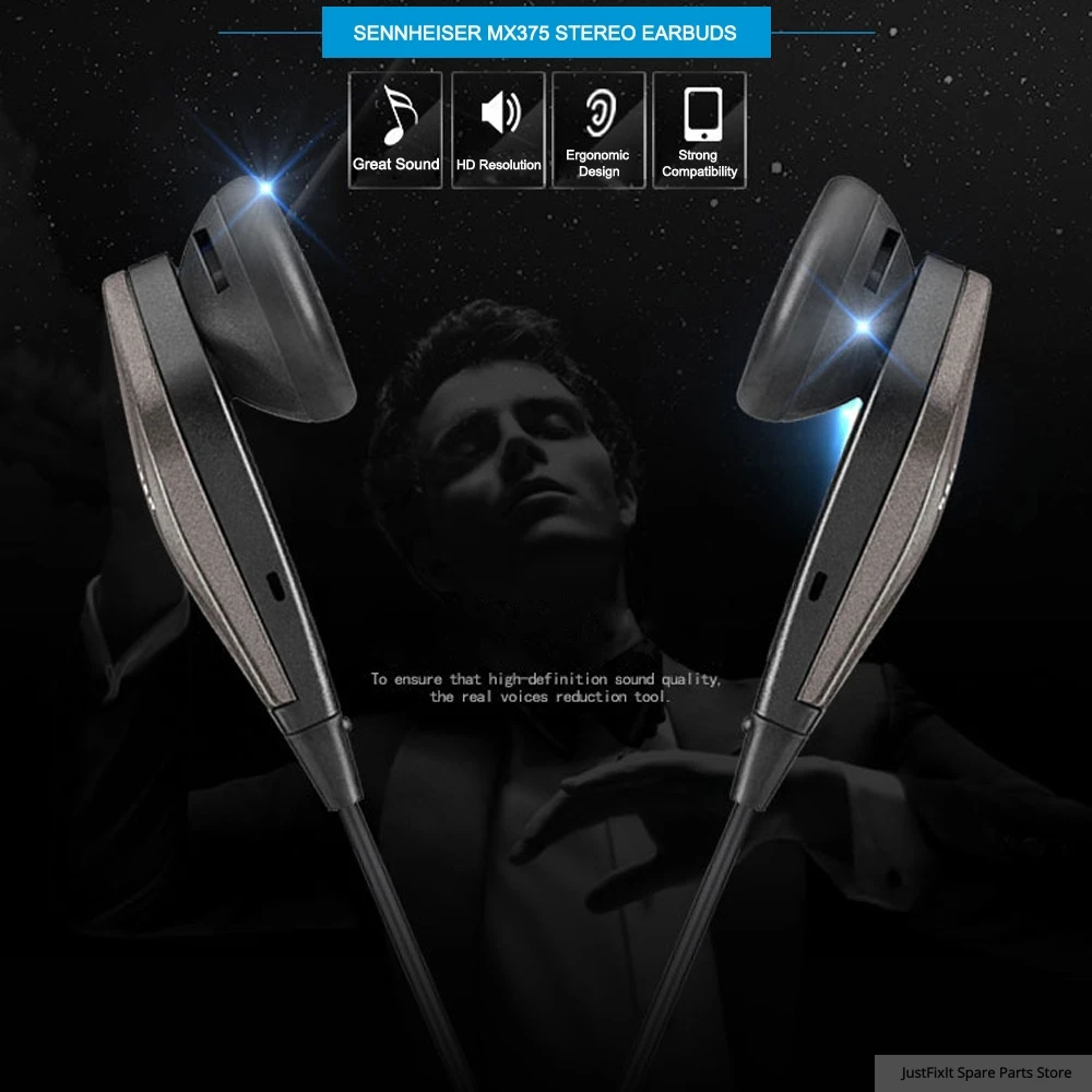 Sennheiser MX375 Original Stereo Earbuds Deep Bass Earphones 3 5mm Headset Sport Headphone HD Resolution Music for iPhone Androd