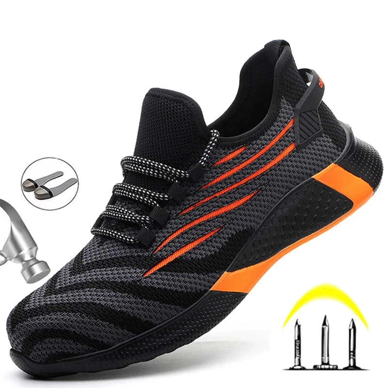 Zapatos de seguridad a prueba de perforaciones para hombre, zapatillas de trabajo con punta de acero, botas de seguridad indestructibles