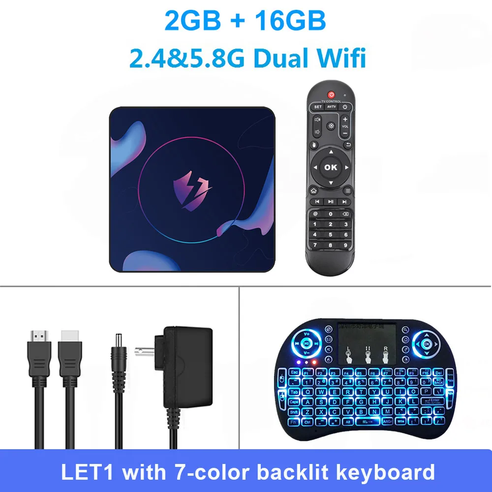 LEMFO LET1 tv Box Android 9,0 4K 6K 8K DDR3 2.4G5G WiFi HDMI2.0a 4G ram 64G rom Google Youtube IP tv Smart Box лучше, чем S905X3 - Цвет: 2G 16G I8 Keyboard