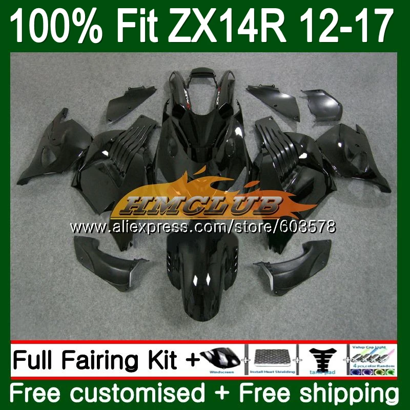 Инъекции для KAWASAKI ZX-14R ZX14R для детей возрастом 12, 13, 14, 15, 16, 17, черный глянец 115CL. 1 ZZR1400 ZX 14R 2012 2013 обтекатель