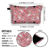 Nurse ECG Printing Cosmetic Bag Hot Sale Cartoon Doctor Woman Coin Purse Cosmetic Storage Bag Travel Cosmetic Case 2