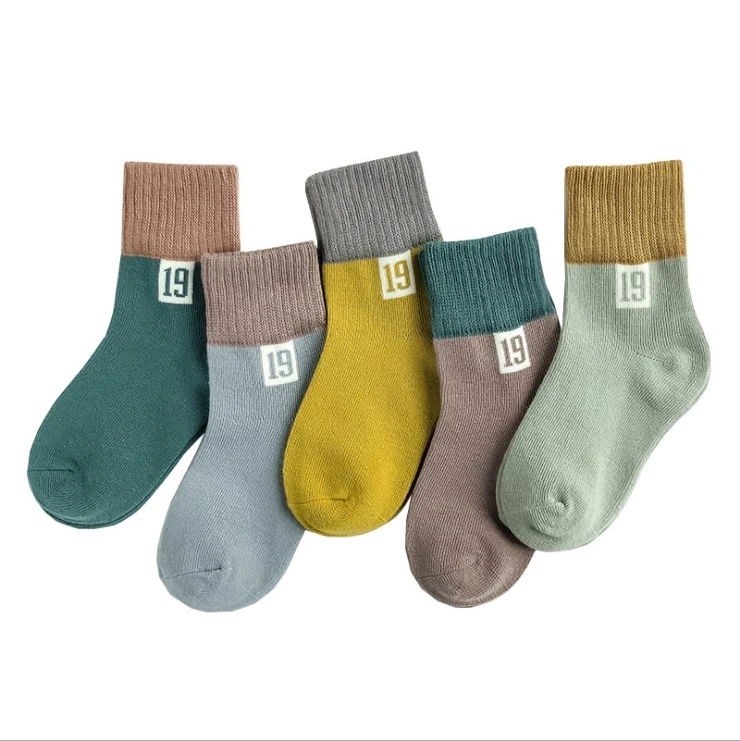 Г. Осень-зима, модные детские носки с цифрами 19 короткие носки хлопковые носки без пятки от 0 до 12 лет, 5 шт - Цвет: A