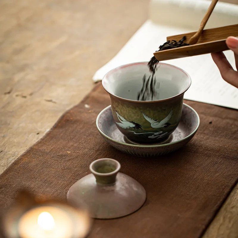 Retro Chinese Kung Fu Tea Set Handmade Ceramic Gaiwan Teacup Fair Cup High Quality Creative Handpainted Teaware Tea Ceremony