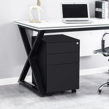 Buy Locking File Cabinet 3 Drawer Rolling Pedestal Under Desk Fully Assembled Except Casters White Black For Office BV789