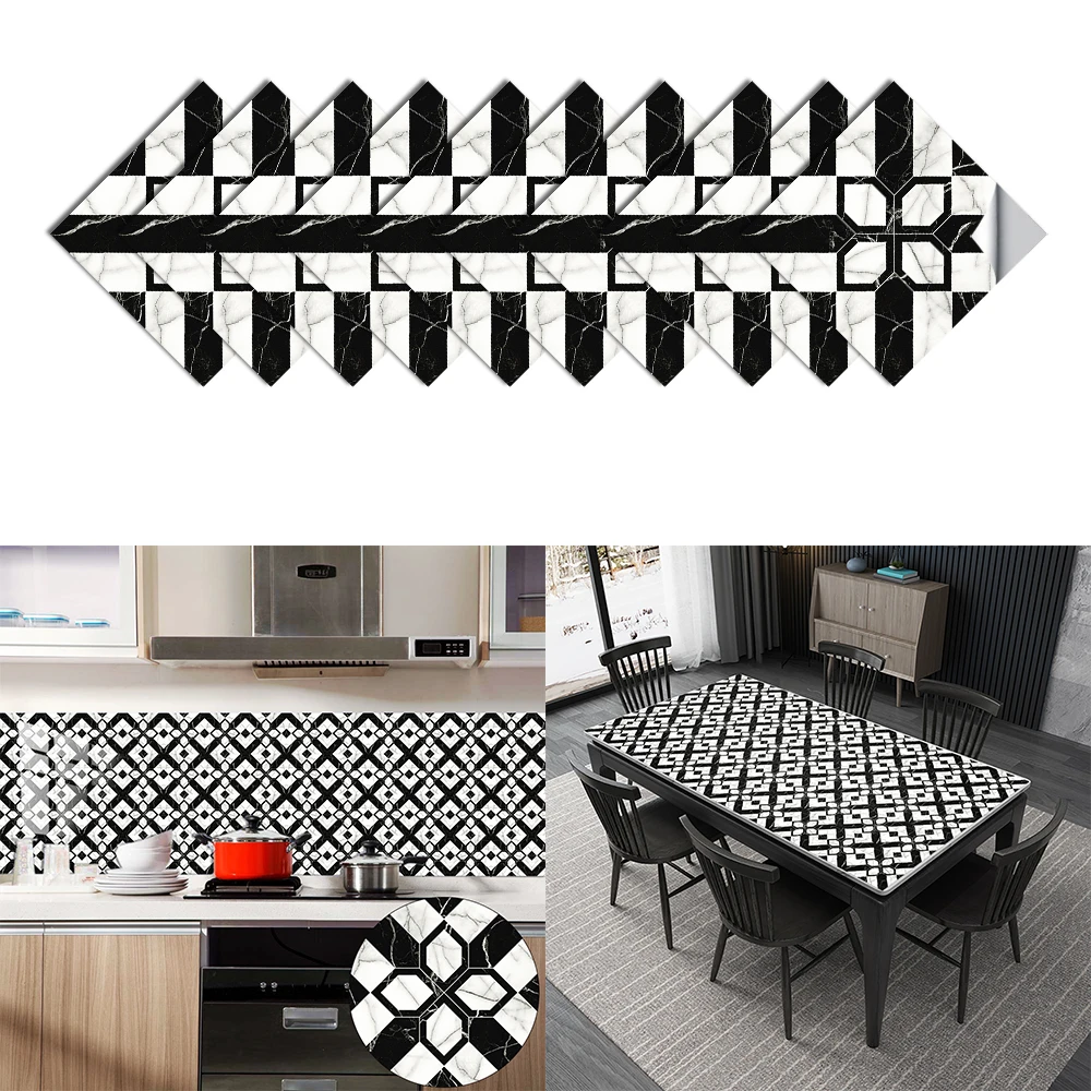 10/15/20/30cm Flat Mosaic Crystal Hard Film Tile Sticker Kitchen