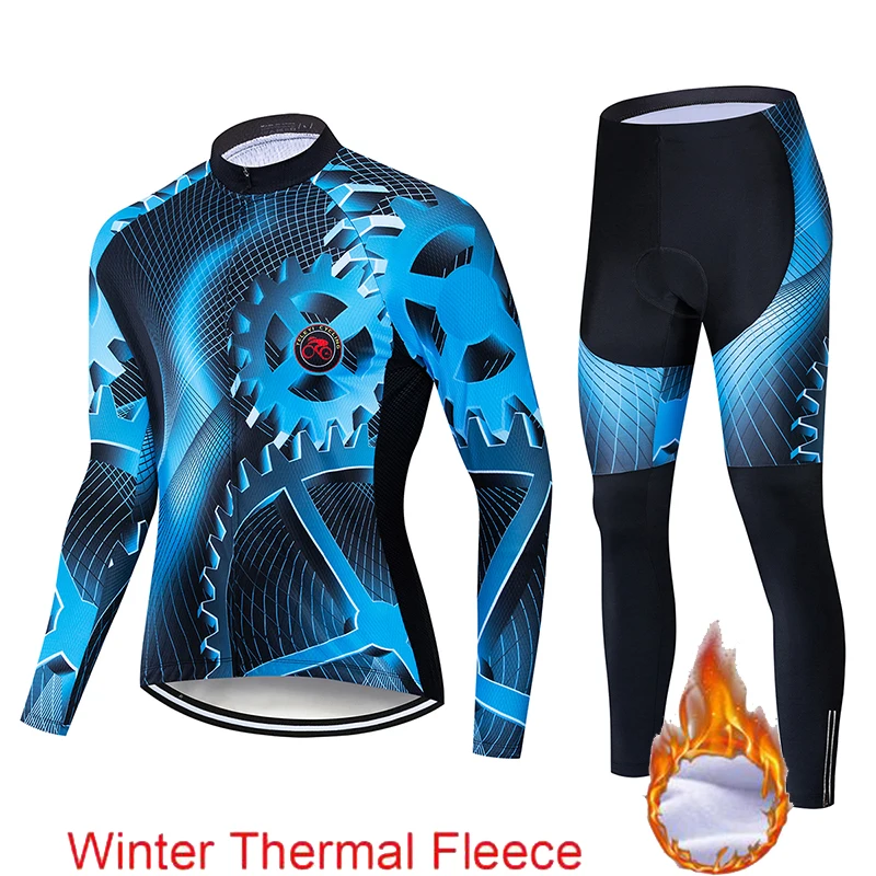 Мужской зимний термо велосипедный комплект одежды teleyi с длинными рукавами для велоспорта Ropa Ciclismo мотобайк; велорубашка велосипедная одежда - Цвет: cycling set 12