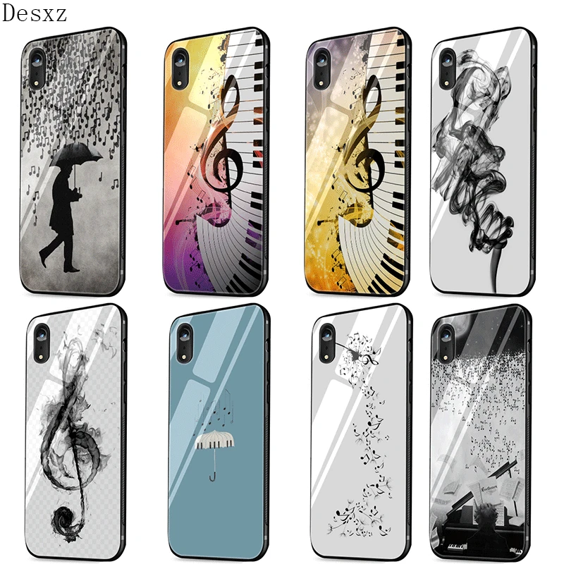 Стеклянный чехол для телефона TPU стекло iPhone 5 5s SE 6 6S 7 8 Plus 11 Pro XR X XS Max фортепиано