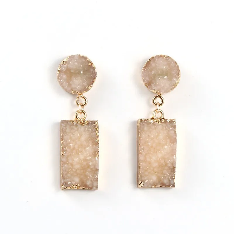 Bijoux Geometric Wedding Druzy Resin Earrings Drop Earrings For Women Jewelry Statement Pendientes Mujer Moda 2019 Ohrringe (10)