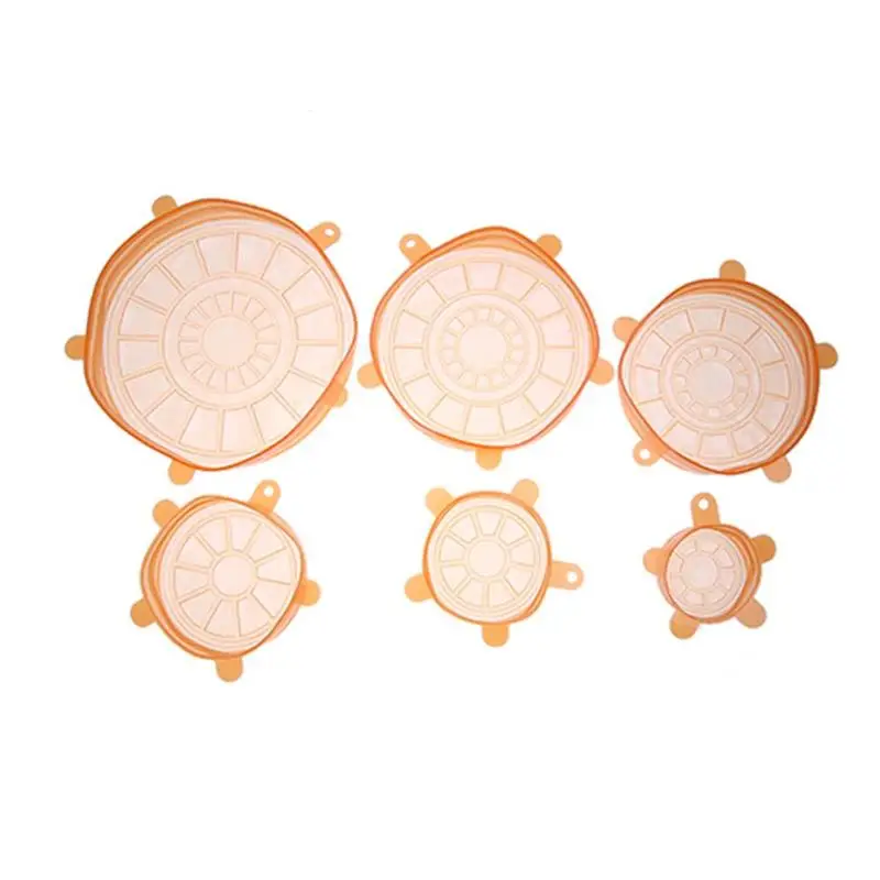 6Pcs 6 шт., силиконовая крышка, растягивающаяся крышка, пробка для разлива, универсальная всасывающая крышка-крышка для кастрюли, крышка для кухонной сковороды, инструменты для приготовления пищи - Цвет: 6Pcs