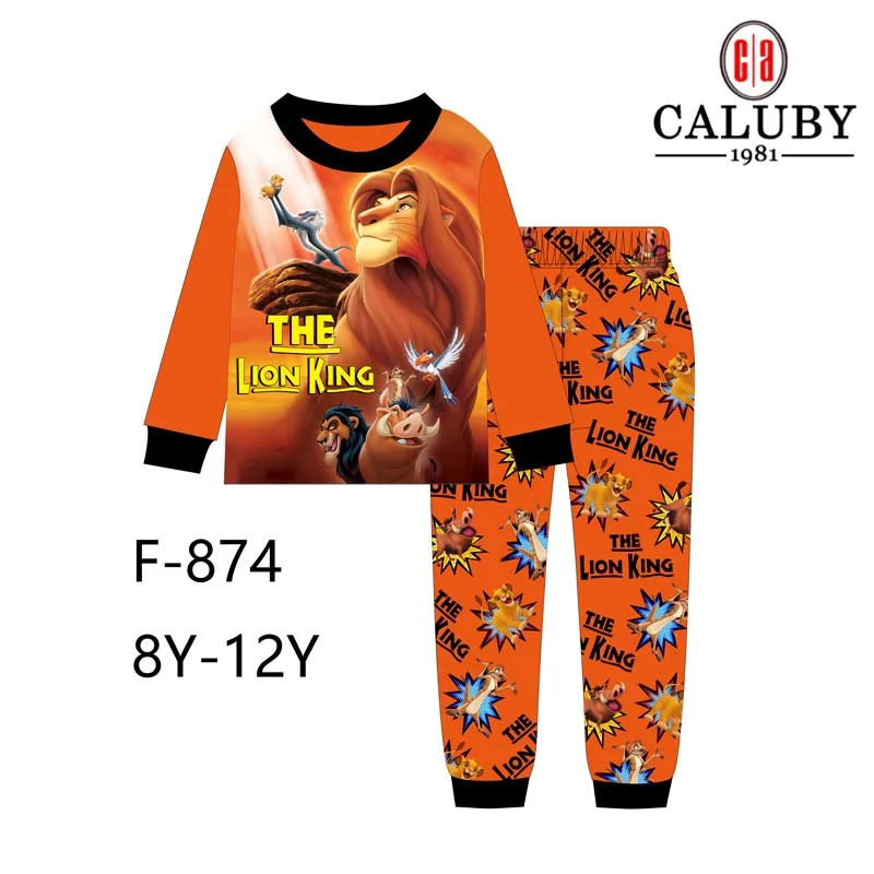 Wholesale Boys Orange Lions Pajamas Sets Kids Cartoon Clothes Children Spring Pyjamas Sets For 8-12T F-874
