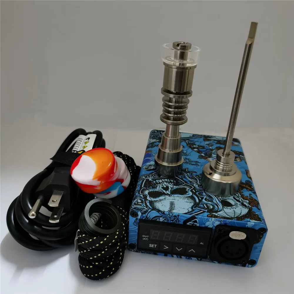 Граффити Enail Dab набор Электрический Dab ручка для ногтей Rig воск PID TC коробка с нагревателем катушки 6 в 1 Гибридный Ti& Кварцевый гвоздь для стеклянных щипцы