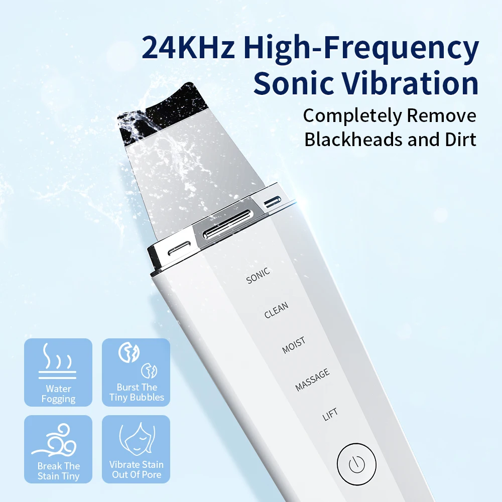 ANLAN Waterproof Ultrasonic Skin Scrubber Ion Deep Face Cleaning 45℃ Heat Facial Lifting Peeling Shovel Acne Blackhead Remover