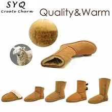 Women Snow Boots 100% Genuine Cowhide Leather Ankle Boots Warm Winter Boots Woman Boot Shoes Size 3-13 Botas De Nieve Para Mujer