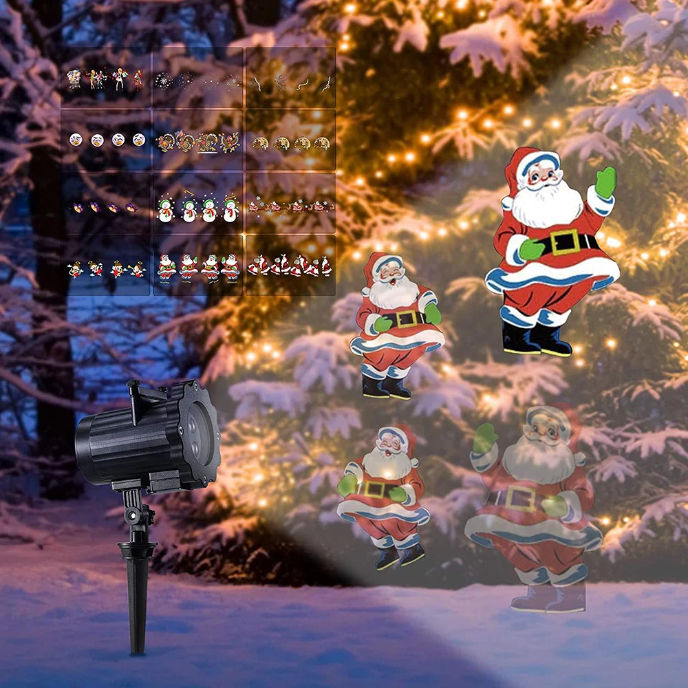 

Christmas Laser Projector Animation Effect IP65 Halloween Projector 12 Patterns Snowflake/Snowman Laser Light Indoor/Outdoor