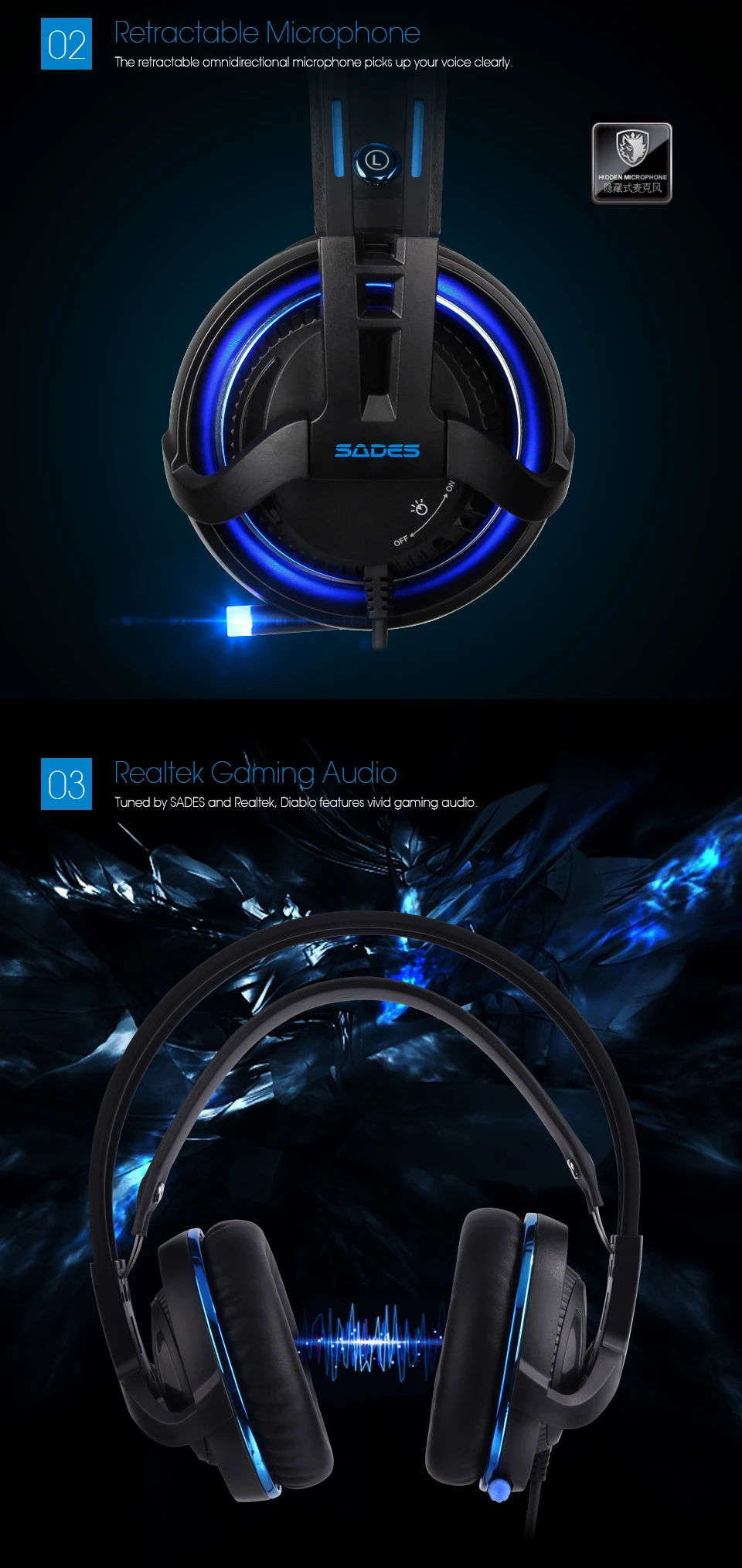 SADES  Diablo PC gaming headset  computer game RGB headset Realtek Effect Surround Sound headphones gamer Игровая гарнитура Компьютерная гарнитура333