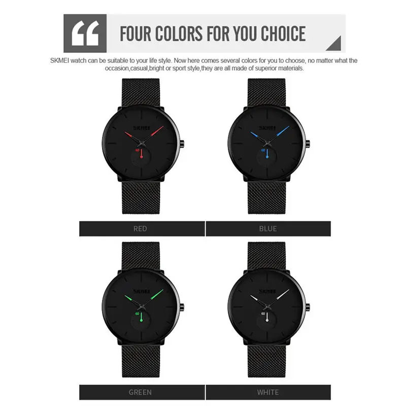 SKMEI Fashion Luxury Waterproof Watches Mens Sport Minimalist Ultra-Thin Analog Stainless Steel Wrist Watch часы мужские 5Y29 (12)