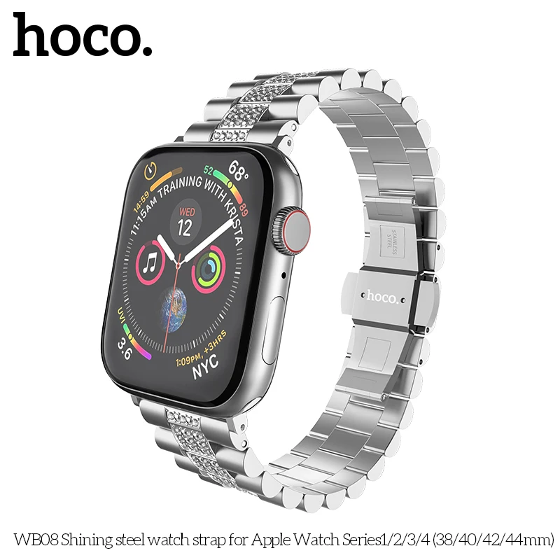 HOCO ремешок для часов для Apple Watch ремешок 38 мм 40 мм 42 мм 44 мм кристалл нержавеющая сталь металлический ремешок для iWatch 1/2/3/4/5