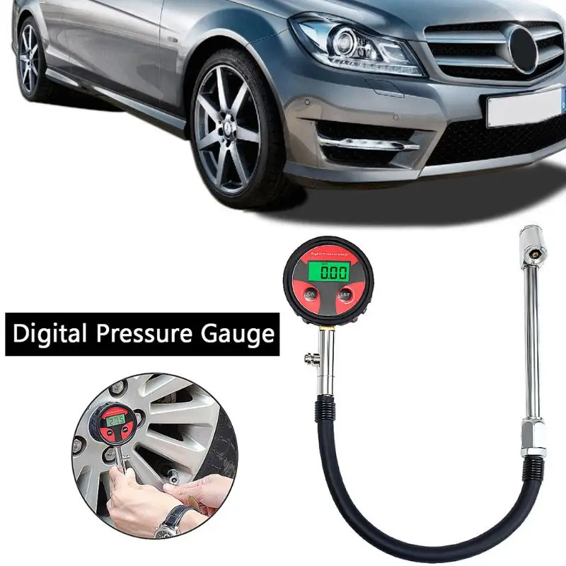 

Digital Tire Inflator Pressure Gauge 200PSI LCD Display Air Compressor Pump Coupler For Car Motorcycle