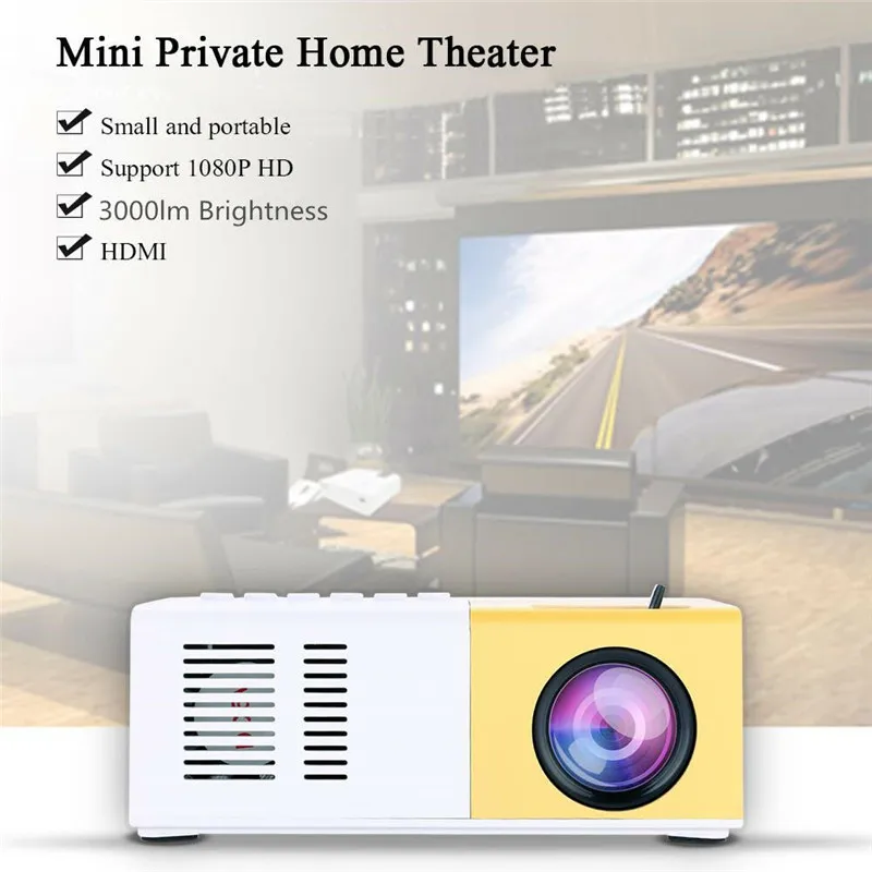 

J9 Mini Projector 1080P HD Projector Ultra Portable Projectors US Plug EU/AU/US Plug Pico Projector Support Cell Phone