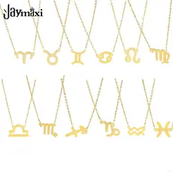 Jaymaxi золотого цвета созвездие ожерелье из нержавеющей стали полированный Зодиак ожерелье с подвеской со знаком 12 шт./лот
