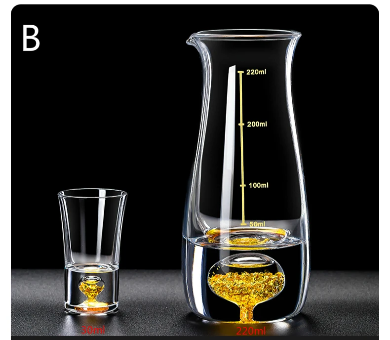 24K из золотой фольги Кристальный водка Spirit Sake Винный Графин Набор стаканов по-прежнему Destilador Moonshine аксессуары Decantador De Vino