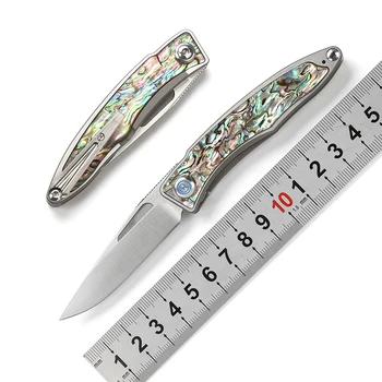 

New mini CR Mnandi M390 Blade TC4 Titanium handle folding knife Copper washer camping Pocket Survival EDC Tool knives