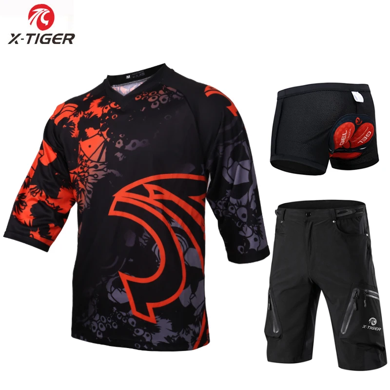Быстросохнущая велосипедная одежда X-Tiger, рубашка DH с коротким рукавом для езды на горном велосипеде - Цвет: as picture