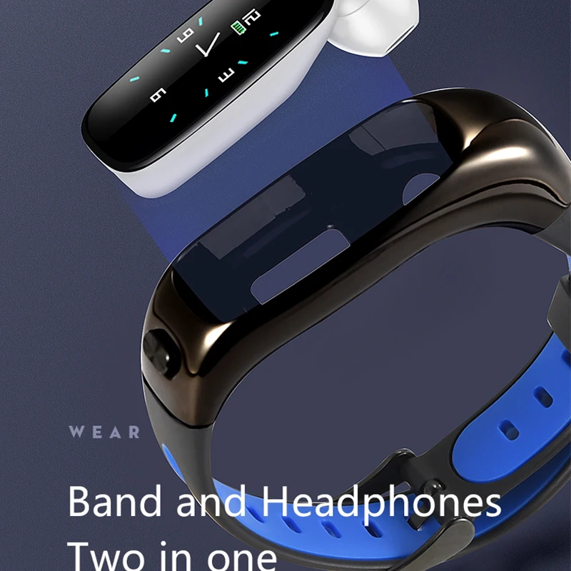 Bluetooth smart band наушники гарнитура браслет кровяное давление сенсор пульса спортивный автоматизированный браслет для мужчин pk kingwear kr04