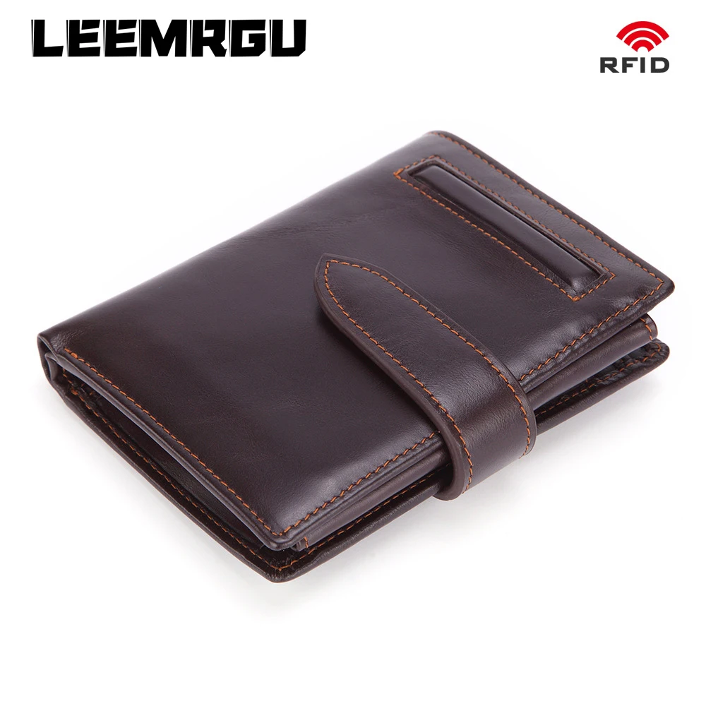 

New Men Leather High Quality Wallet FRID Anti-theft Brush Leather Dollar Soft Leather 20% Zipper Short Brand Wallet