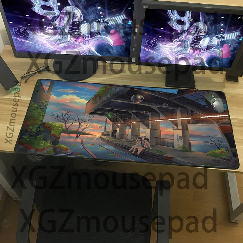 

XGZ Exquisite large-size anime pattern table mat, beautiful scenery as a mouse pad, high-quality rubber non-slip keyboard pad