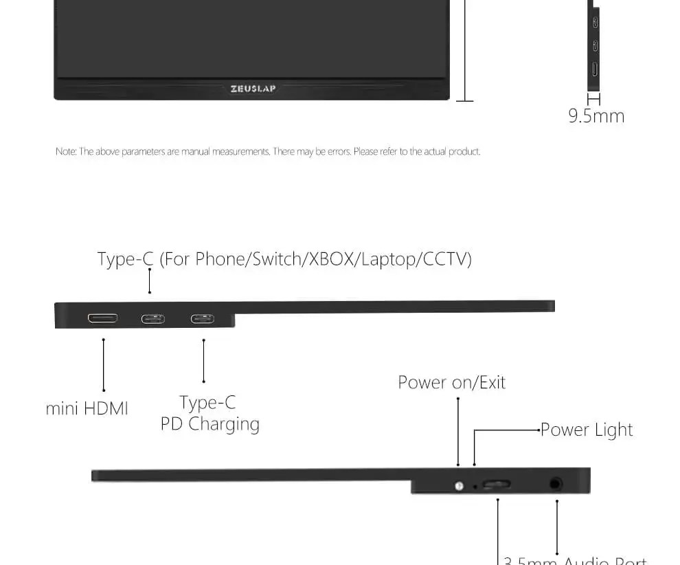 13," 15,6" портативный игровой монитор 1080P HDR ips экран USB C HDMI компьютерный ПК монитор для переключения Xbox PS4 Raspberry Pi