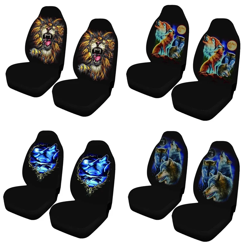 

Car Seat Cover 3D Wolves/Lion /Tiger Print Styling Mesh Sponge Cover Universal Front Seat Cover for Car/Truck/Van for Toyota