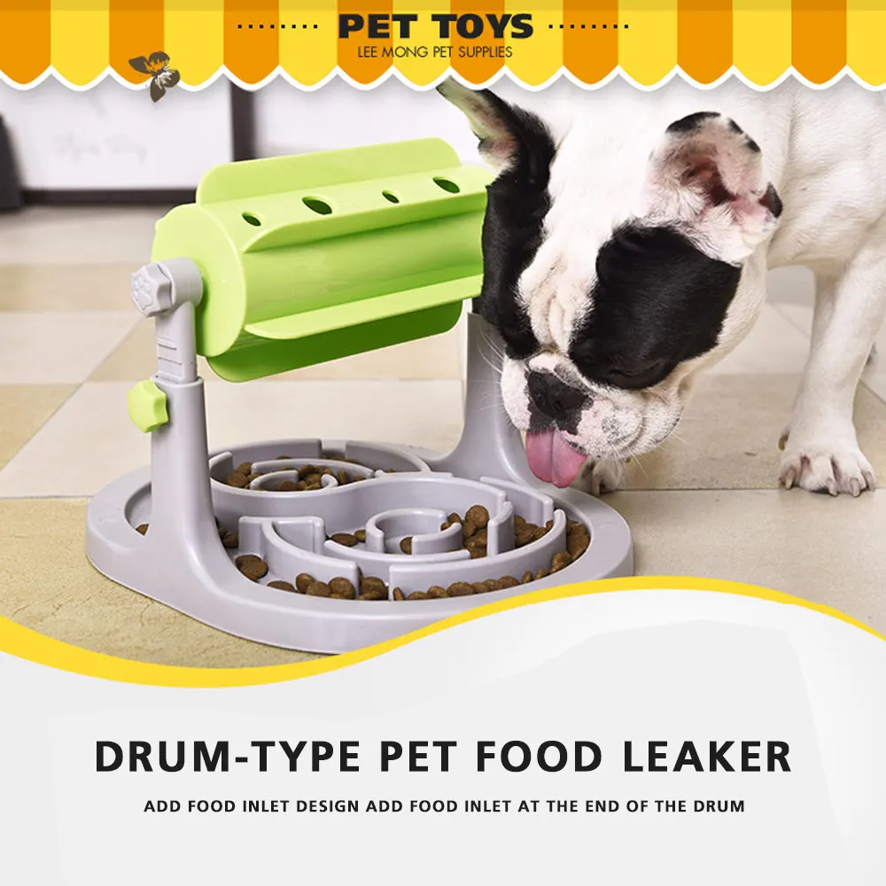 

Pet Slow Feeder Plastic Puzzle Treat Plate Dog & Cat Toy Creative Hind&Find Interactive Slow Food Bowl Puppy Drum Type Game