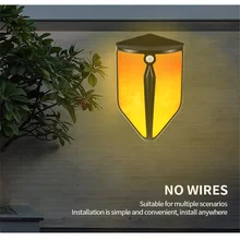 

LED Dual Mode Solar Fence Lamp PIR Motion Sensing Outdoor Waterproof Landscape Wall Light Villa Courtyard Garden European Flame