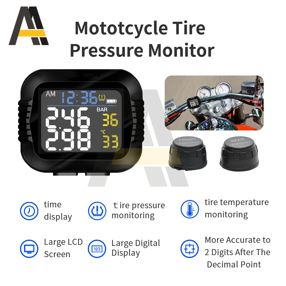 Wireless LCD Motorcycle TPMS Tire Pressure Monitor Systems+2 Sensors Wireless LCD Motorcycle TPMS Tire Pressure Monitor Systems+2 Sensors