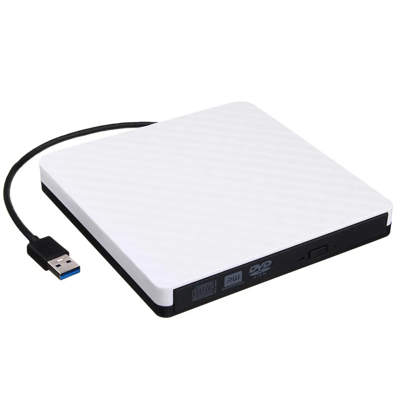 Чехол для внешнего CD/DVD драйвера USB 3,0 RW Burner rom чехол для оптического привода ноутбука без драйвера для mac - Цвет: Белый