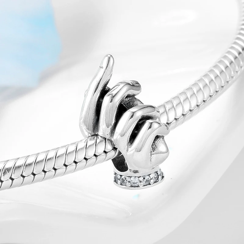 Высокое качество, 925 пробы серебро, держат руки вместе, Forever shape, бисер, подходит для оригинальных браслетов Pandora, Подвески для изготовления ювелирных изделий