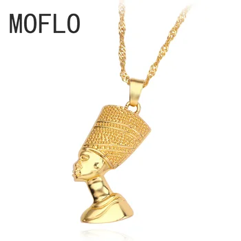 

2020 MOFLO Fashion Hipster Ancient Egyptian Pharaoh Head Hip Hop Pendant Vintage Men's Alloy Necklace