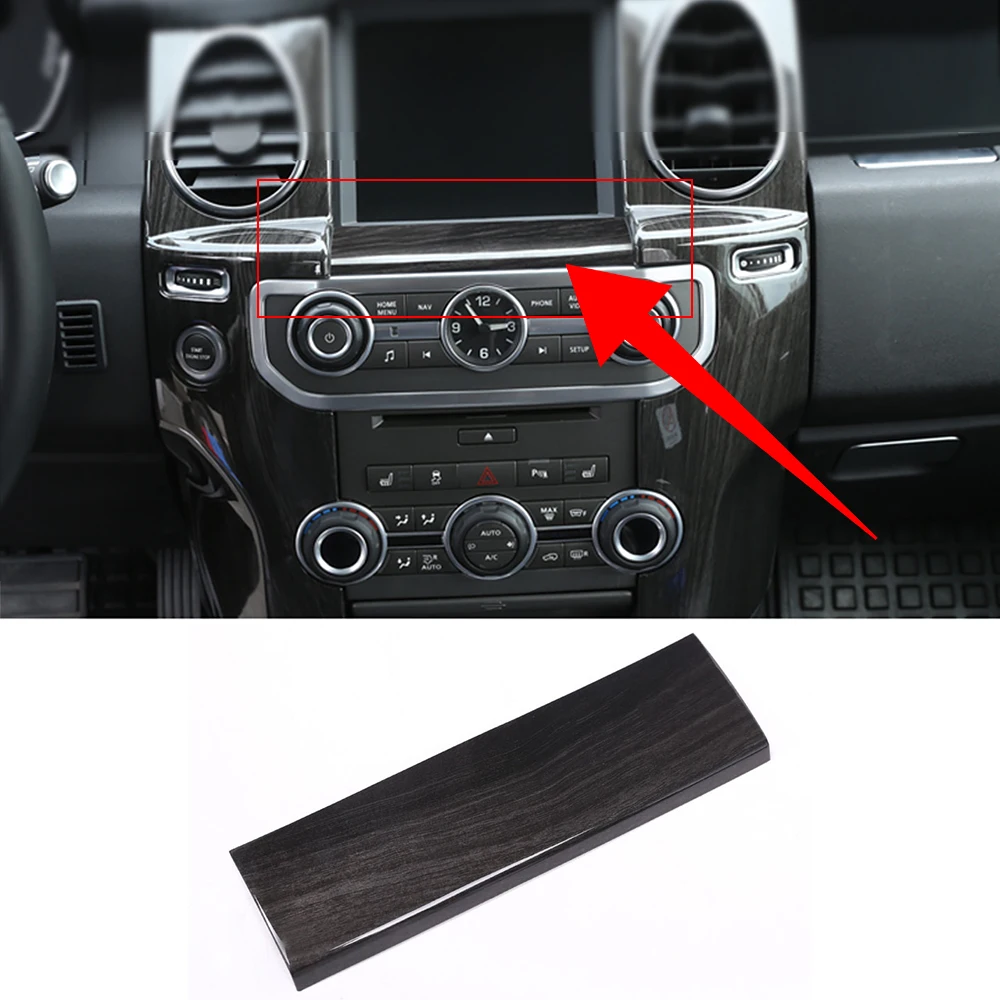 For Land rover Discovery 4 Dark Wood Grain ABS Chrome GPS Screen Below Panel Cover Trim Stickers 