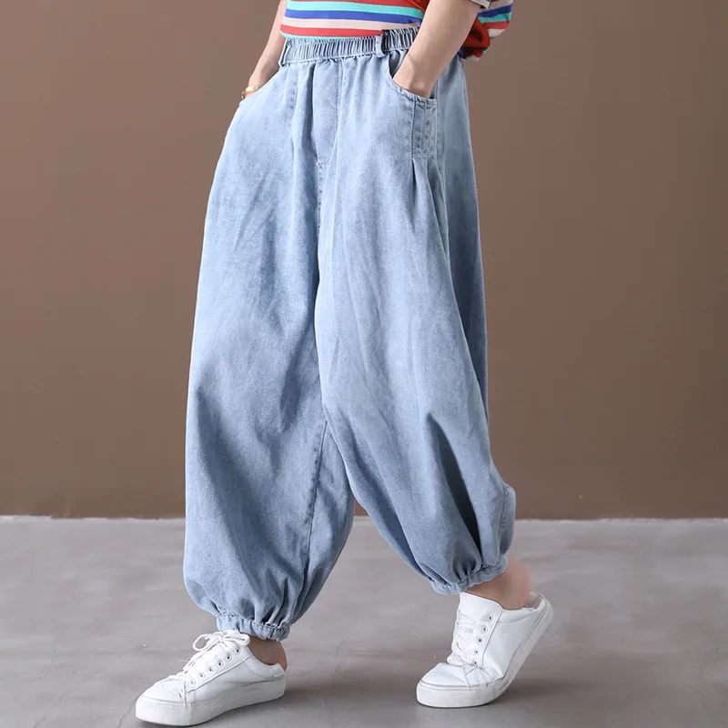 Loose Trousers Casual Jeans Pants Women Denim Retro Clothes Spring Vintage Female Ankle-Length