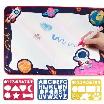 

Space Doodle Mat - Large Size 43" X 27" of Water Drawing Mat for Kids with 2 Magic Water Pens 22 Molds, Kids Educational Toy Gif