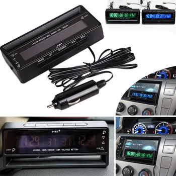 

3 In 1 12-24V Digital LCD Auto Clock Thermometer Voltmeter Backlight Voltage Temperature Monitor Display Watch Car Accessories