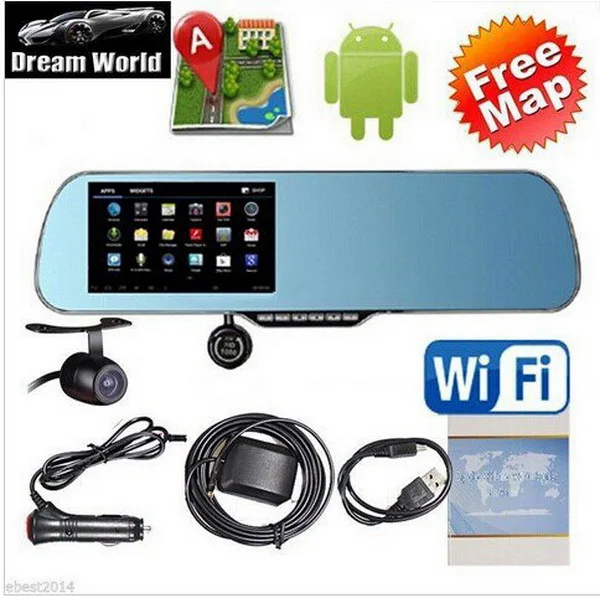 10 шт. 5," сенсорный Android gps WiFi FM FHD 1080P Даш камера Парковка зеркало заднего вида Автомобильный видеорегистратор двойная камера gps