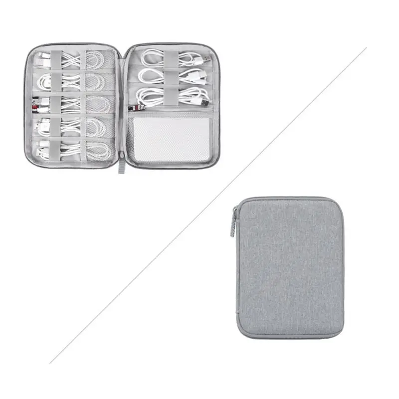 GY Singl Layer S Дорожная цифровая сумка для хранения Кабельный органайзер сумка USB кабель для наушников зарядное устройство чехол Apple Sport Watch Band Case Oragnizer - Цвет: GY Singl Layer S