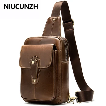 

NIUCUNZH Men's Bags Shoulder Bag for Men Crossbody Man Bag Leather Genuine Messenger Bags Small Travel Male Sling Chest Pack