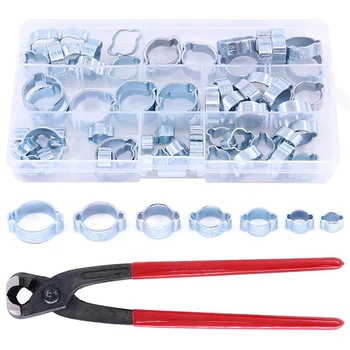 

70Pcs Double Ear Hose Fuel Clamp with Standard Jaw Pincers Kit
