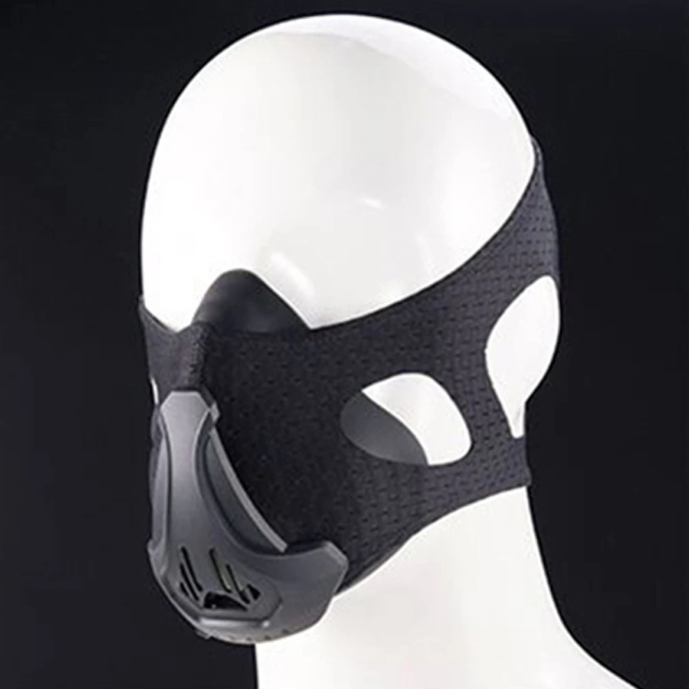 ROEGADYN тренажерный зал фитнес красочные смога карбоновая Пылезащитная маска тренировочная Маска 6 регулировка скорости кислородный контроль тренировочная маска для бега - Цвет: Black