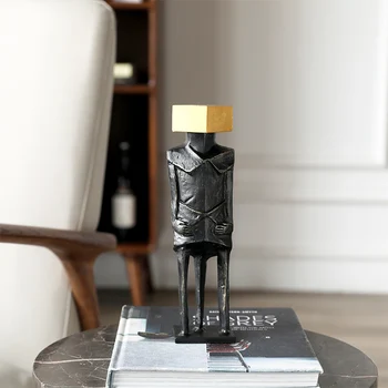 

Creatie Home Decoration Office Black Metal Figure Abstract Character Ornaments Home Decoration Accessories Figurines Gifts